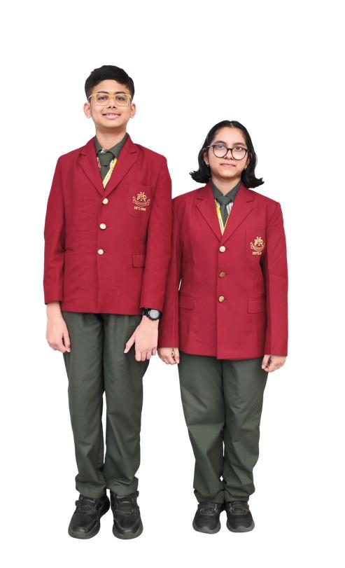 Primary students in winter uniform