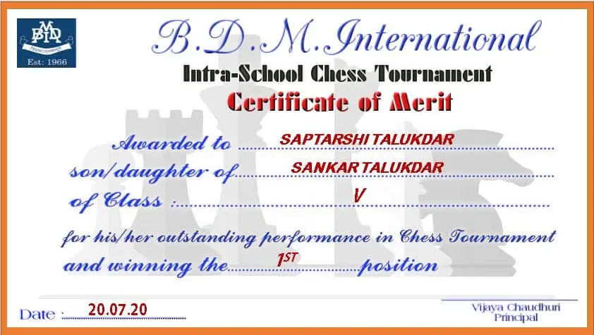 Winner Saptarshi Talukdar Class V