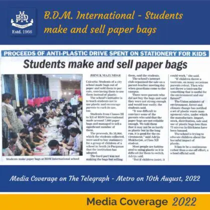 BDMI Media Coverage on The Telegraph Metro on 10th August 2022 One