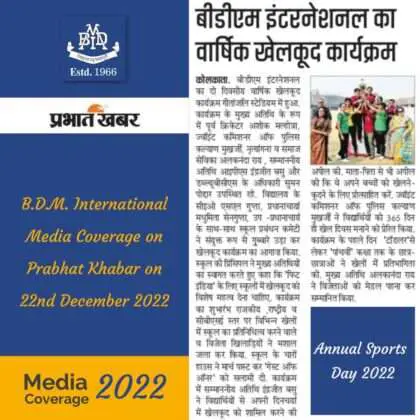Media coverage Prabhat Khabar 22nd December 2022