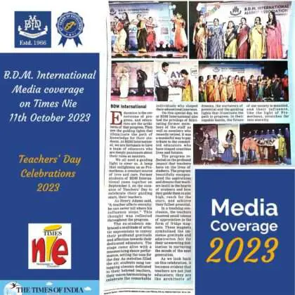 Media Coverage on Times Nie on Teachers Day Celebrations on 11th October 2023
