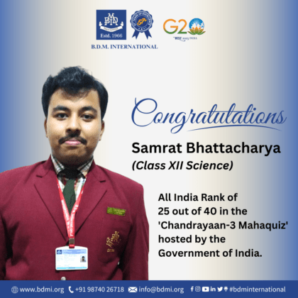 Samrat Bhattacharya (Class XII Science) - All India Rank of 25 out of 40 in