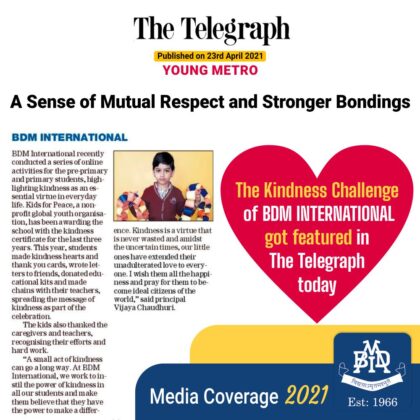 The Kindness Challenge of BDMI got featured in The Telegraph
