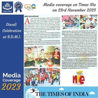 Media Coverage on Times NIE on 23rd November 2023